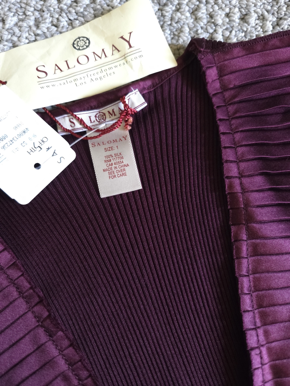 Salomay Silk Stretchy Burgundy Tank with Ruffle Trim - Picture 5 of 15